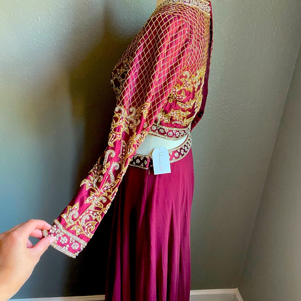 NWT designer maroon Priya cchabra lehenga in silk and georgette